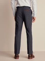 Navy Blue Slim Fit Herringbone Suit Trousers - Image 3 of 7