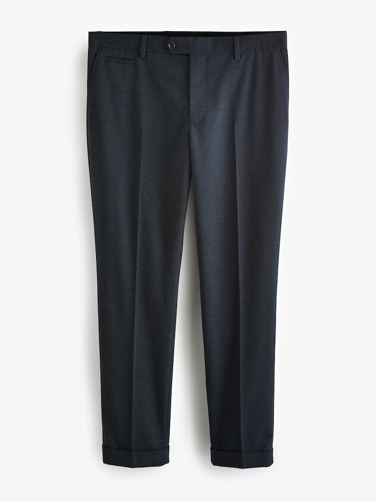 Bleu marine - Slim Fit (Slim Fit) - Pantalon de costume à chevrons - Image 4 of 7