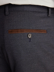 Navy Blue Slim Fit Herringbone Suit Trousers - Image 5 of 7