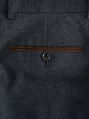 Navy Blue Slim Fit Herringbone Suit Trousers - Image 6 of 7