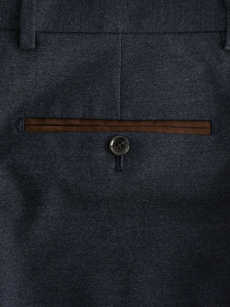 Bleu marine - Slim Fit (Slim Fit) - Pantalon de costume à chevrons - Image 6 of 7