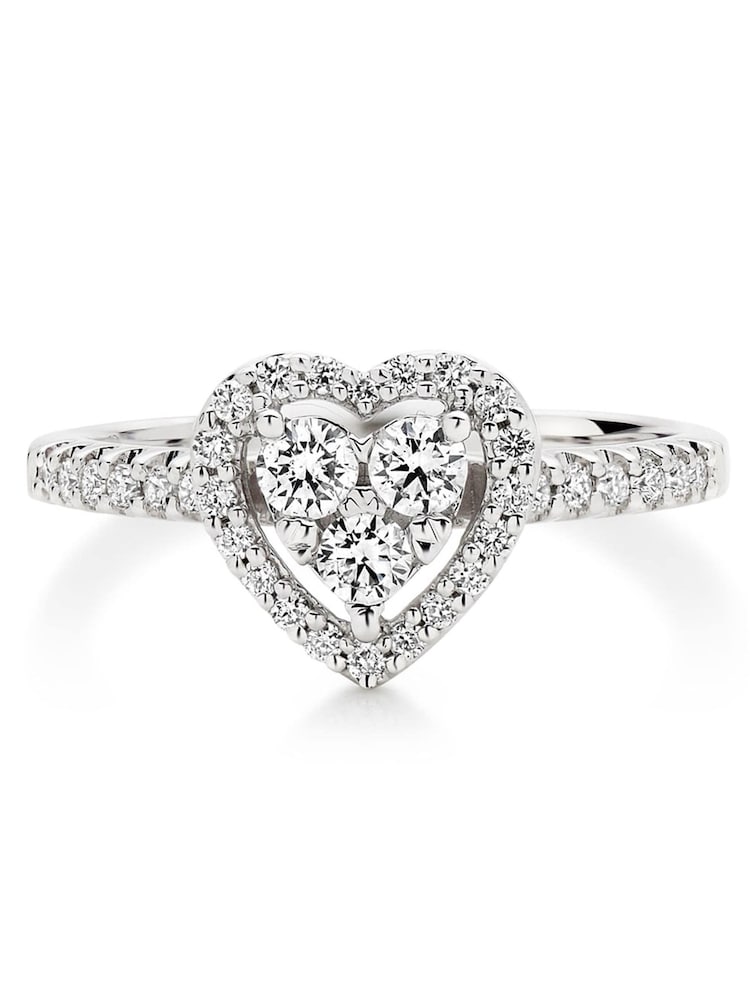 Beaverbrooks 9ct Diamond Heart Ring - Image 1 of 5