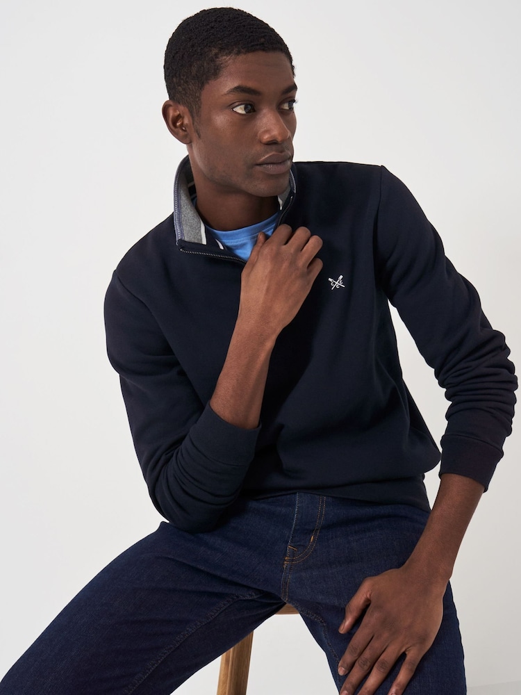 天藍 - Crew Clothing Classic Quarter Zip Sweatshirt - 圖片 1，共 6