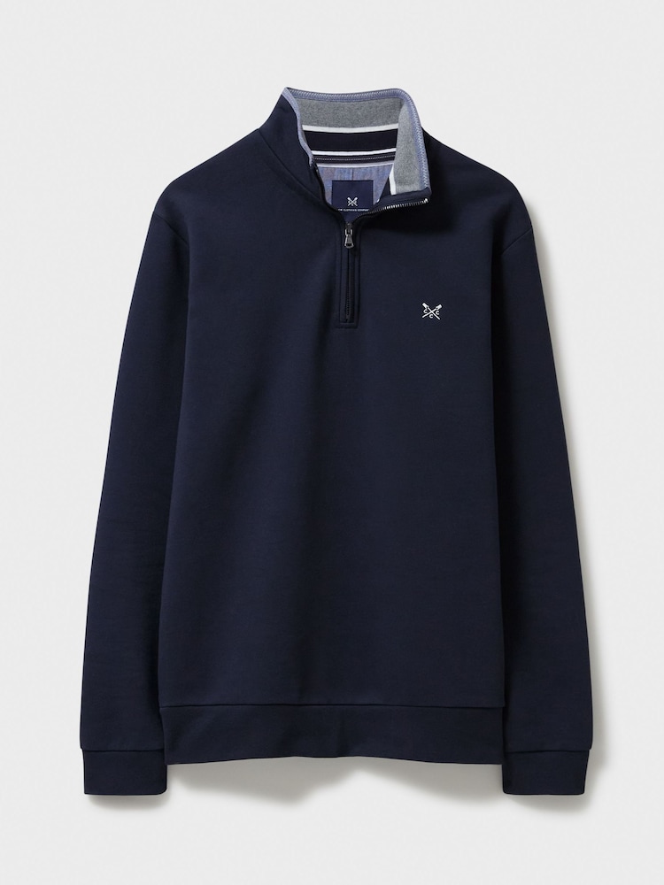 Crew Clothing Blue Sky Classic Quarter Zip Sweatshirt - Image 5 of 5