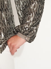 Gold Long Sleeve Sequin Sparkle Top - Image 4 of 6
