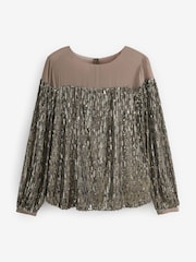 Gold Long Sleeve Sequin Sparkle Top - Image 5 of 6