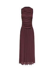 JDY Red Ruched Sleeveless Maxi Dress With Drop-Waist - Image 5 of 7
