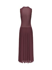 JDY Red Ruched Sleeveless Maxi Dress With Drop-Waist - Image 7 of 7