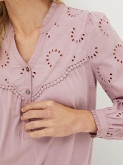 FatFace Pink Kerry Broderie Top - Image 4 of 5