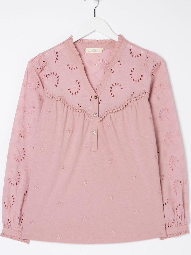 FatFace Pink Kerry Broderie Top - Image 5 of 5