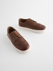 Tan Brown Wide Fit (G) Leather Lace Up Brogue Shoes - Image 1 of 5