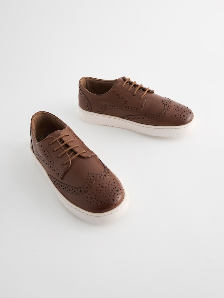 Marrón tostado - Zapatos Oxford de cuero con cordones - Imagen 1 de 5 Marrón tostado - Zapatos Oxford de cuero con cordones - Imagen 1 de 5