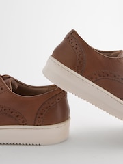 Tan Brown Wide Fit (G) Leather Lace Up Brogue Shoes - Image 3 of 5
