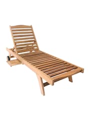 Charles Bentley Natural Premium Teak Garden Sun Lounger - Image 1 of 2