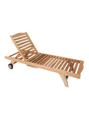Charles Bentley Natural Premium Teak Garden Sun Lounger - Image 2 of 2