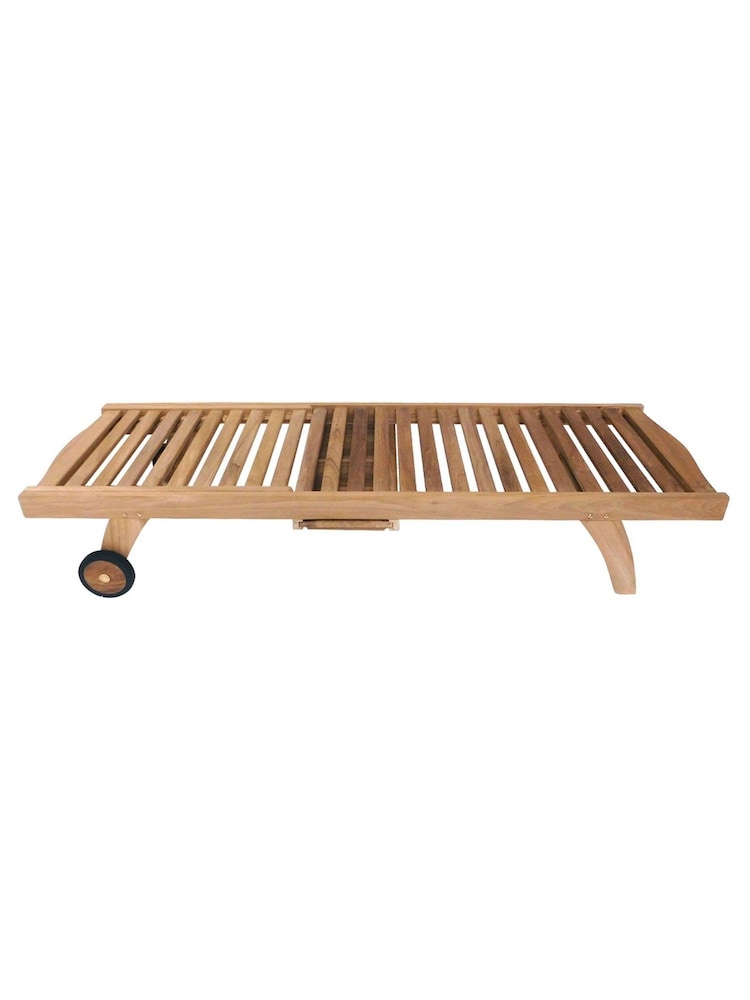 Charles Bentley Natural Premium Teak Garden Sun Lounger - Image 3 of 3