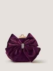 Monsoon Purple Velvet Bow Clip Frame Bag - Image 1 of 3