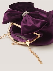 Monsoon Purple Velvet Bow Clip Frame Bag - Image 3 of 3