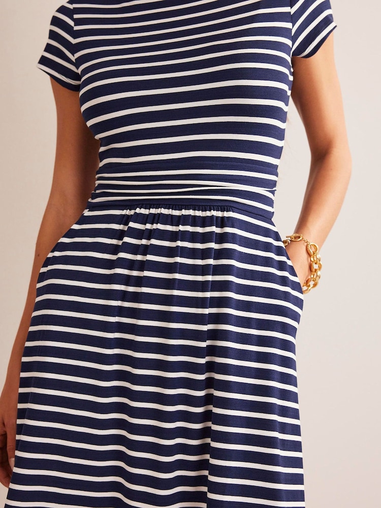 Boden Navy/White Amelie Jersey Dress - Image 4 of 5