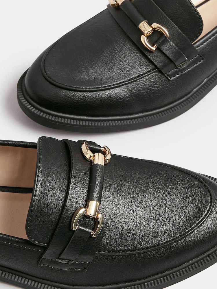 Yours Curve Black Wide Fit Wide Fit PU Snaffle Loafer - Image 5 of 5