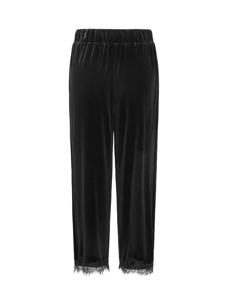 JDY Velvet Wide Leg Trousers with Lace Trim - Image 7 de 7