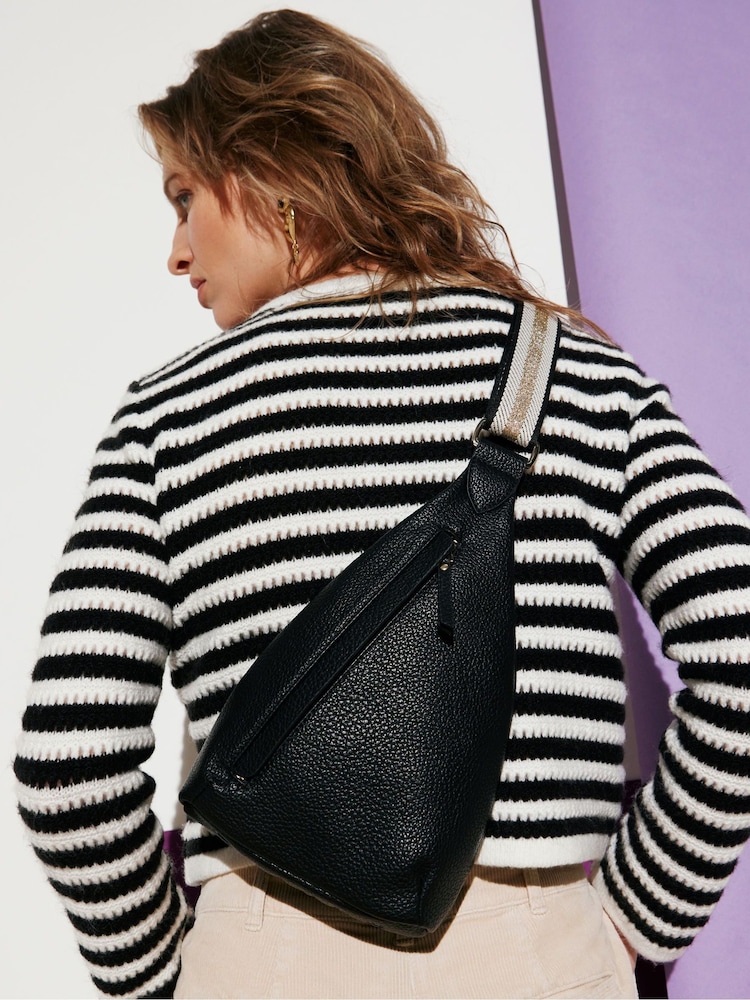 Oliver Bonas Black Crossbody Brooke Belt Bag - Image 7 of 7