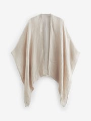 Ecru With Gold Sparkle Linen Kimono Cover-Up - Image 6 of 7