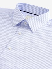 White/Blue 100% Cotton Long Sleeve Single Cuff Striped Shirt - Image 4 of 5