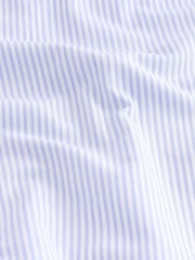 White/Blue 100% Cotton Long Sleeve Single Cuff Striped Shirt - Image 5 of 5