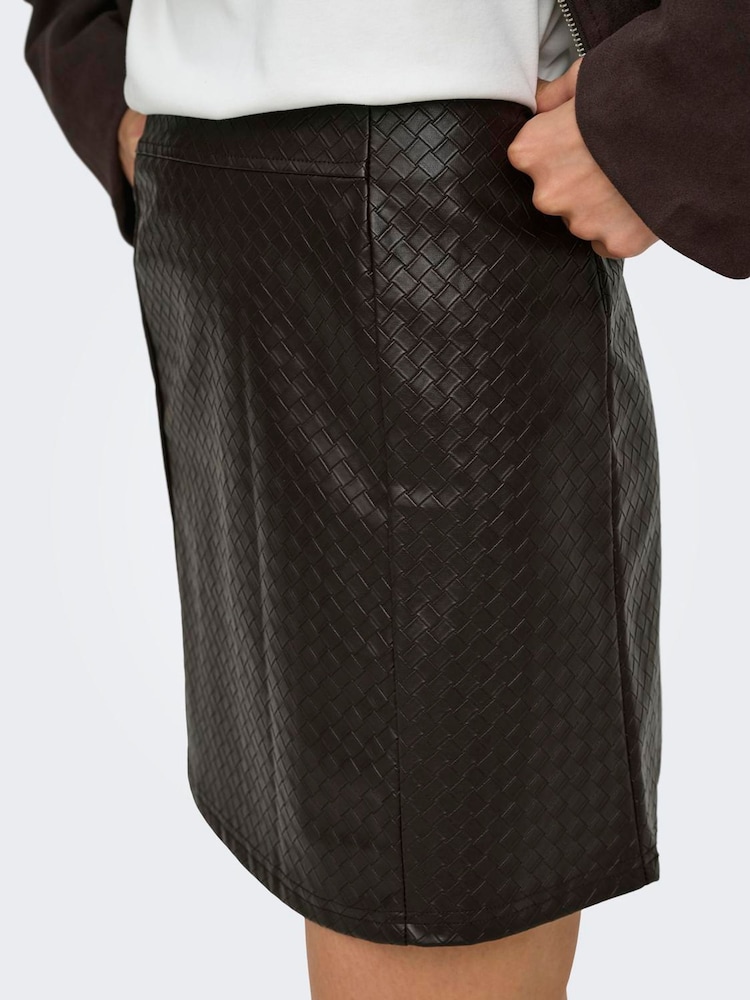 JDY Brown Textured A-Line Mini Skirt - Image 1 of 6 JDY Brown Textured A-Line Mini Skirt - Image 1 of 6