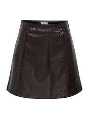 JDY Brown Textured A-Line Mini Skirt - Image 5 of 6