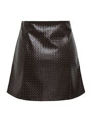JDY Brown Textured A-Line Mini Skirt - Image 6 of 6