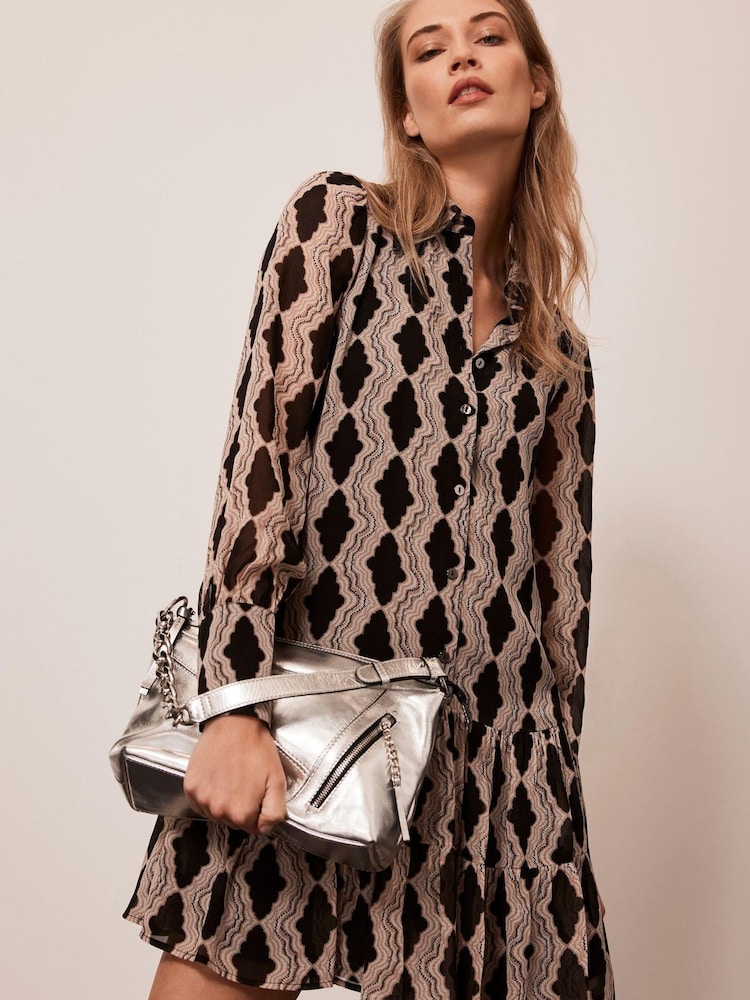 Mint Velvet Black Graphic Print Mini Dress - Image 1 of 4