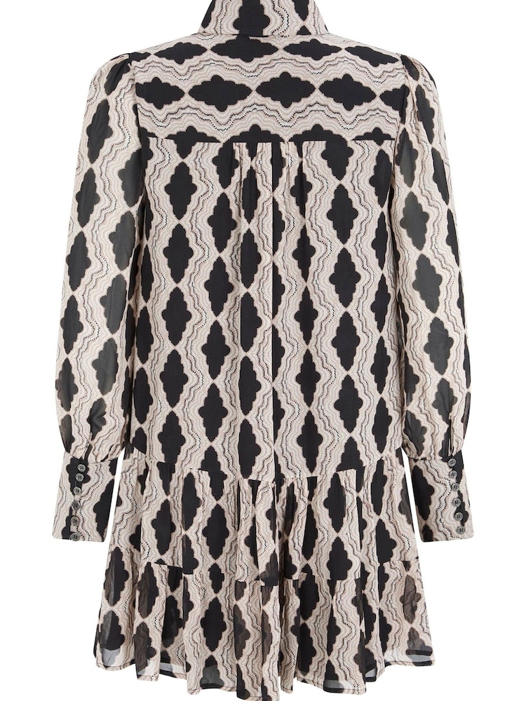 Mint Velvet Black Graphic Print Mini Dress - Image 4 of 4