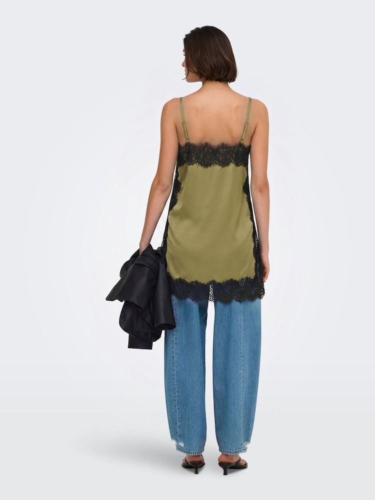 JDY Green Lace-Trim Cami Mini Dress - Image 2 of 8 JDY Green Lace-Trim Cami Mini Dress - Image 2 of 8