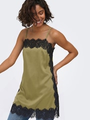 JDY Green Lace-Trim Cami Mini Dress - Image 3 of 8