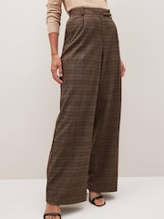 Brown Check Wide Leg Trousers - Image 1 of 7