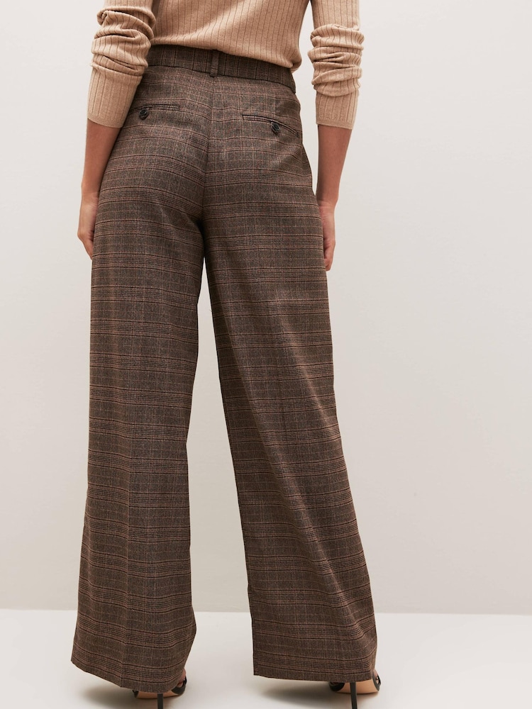 Brown Check Wide Leg Trousers - Image 2 of 7