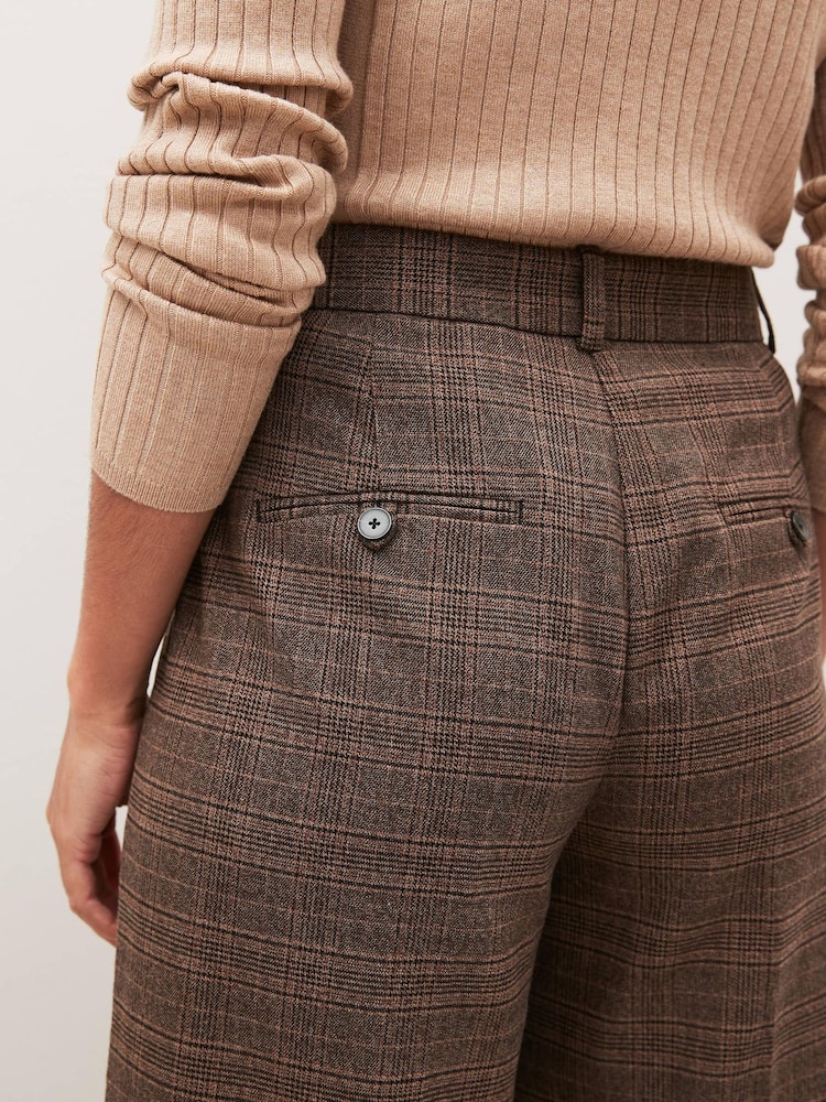 Brown Check Wide Leg Trousers - Image 5 of 7