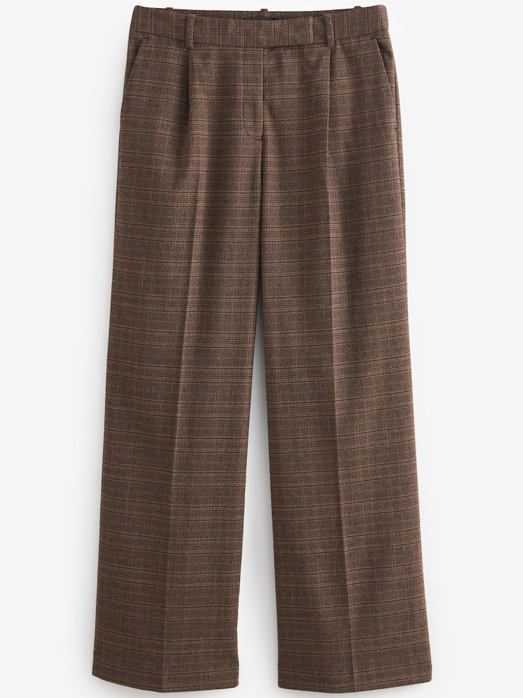 Brown Check Wide Leg Trousers - Image 6 of 7