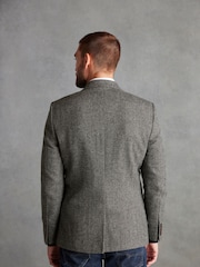 Grey Regular Fit Nova Fides Signature Herringbone Wool Blazer - Image 4 of 6