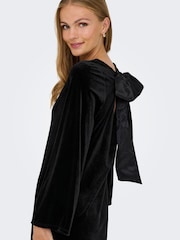 JDY Long Sleeve Velvet Mini Dress With Satin Bow - Obrázek 4 z 6