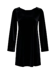 JDY Long Sleeve Velvet Mini Dress With Satin Bow - Obrázek 5 z 6