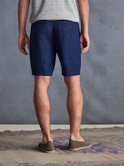 Navy Blue Signature Italian Leomaster 100% Linen Shorts - Image 5 of 9