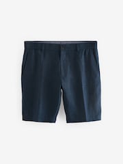 Navy Blue Signature Italian Leomaster 100% Linen Shorts - Image 6 of 9