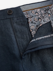 Navy Blue Signature Italian Leomaster 100% Linen Shorts - Image 7 of 9