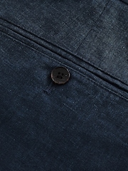 Navy Blue Signature Italian Leomaster 100% Linen Shorts - Image 8 of 9