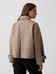 Gap Brown Check Oversized Crop Trench Jacket - Image 2 of 5