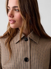Gap Brown Check Oversized Crop Trench Jacket - Image 4 of 5