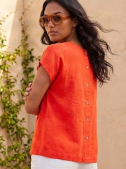 Roman Orange Buttoned Back Shell Top - Image 2 of 4